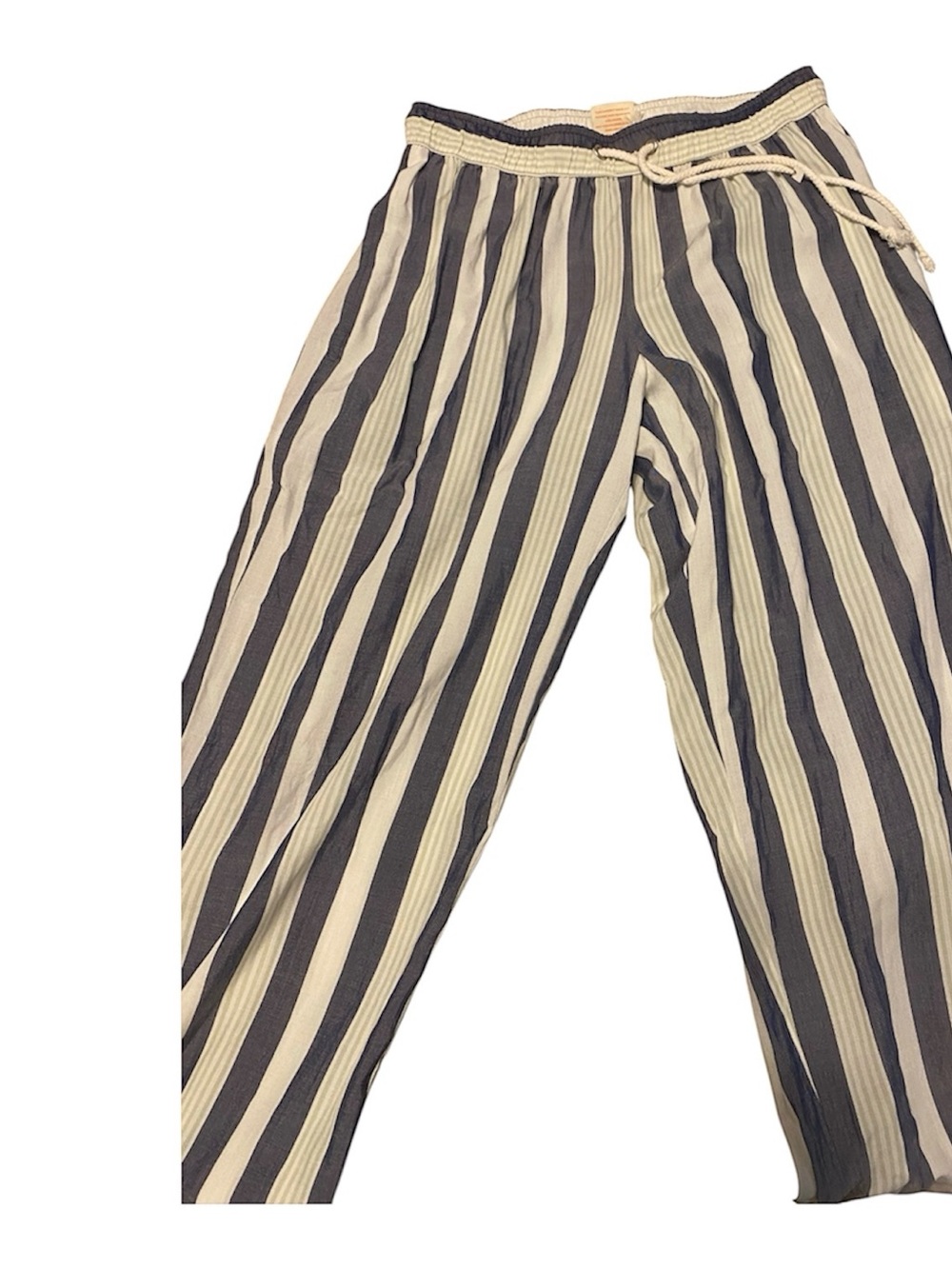 Jasmine & Ginger Navy and Cream Striped Drawstring Pants NWOT